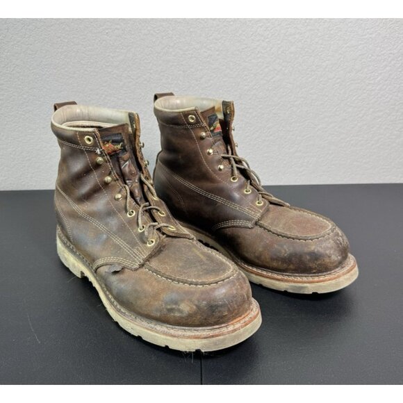Thorogood 804-4375 6" Leather Moc Steel Toe Work Boots Brown Mens Size 13 D - Picture 1 of 9